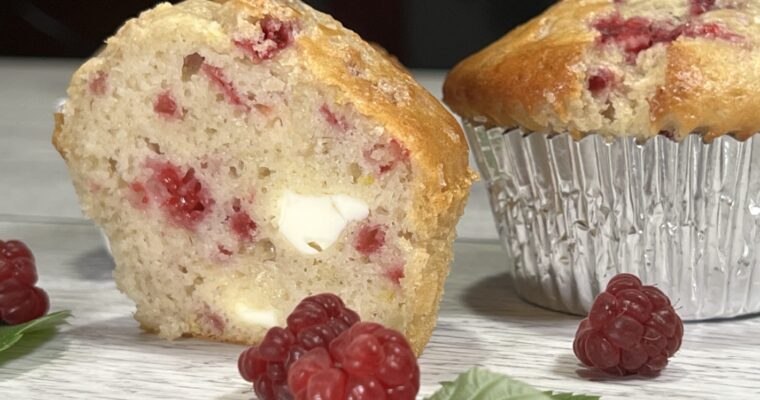Fluffy and Moist Raspberry Lemon and Cream Cheese Muffins – From Scratch