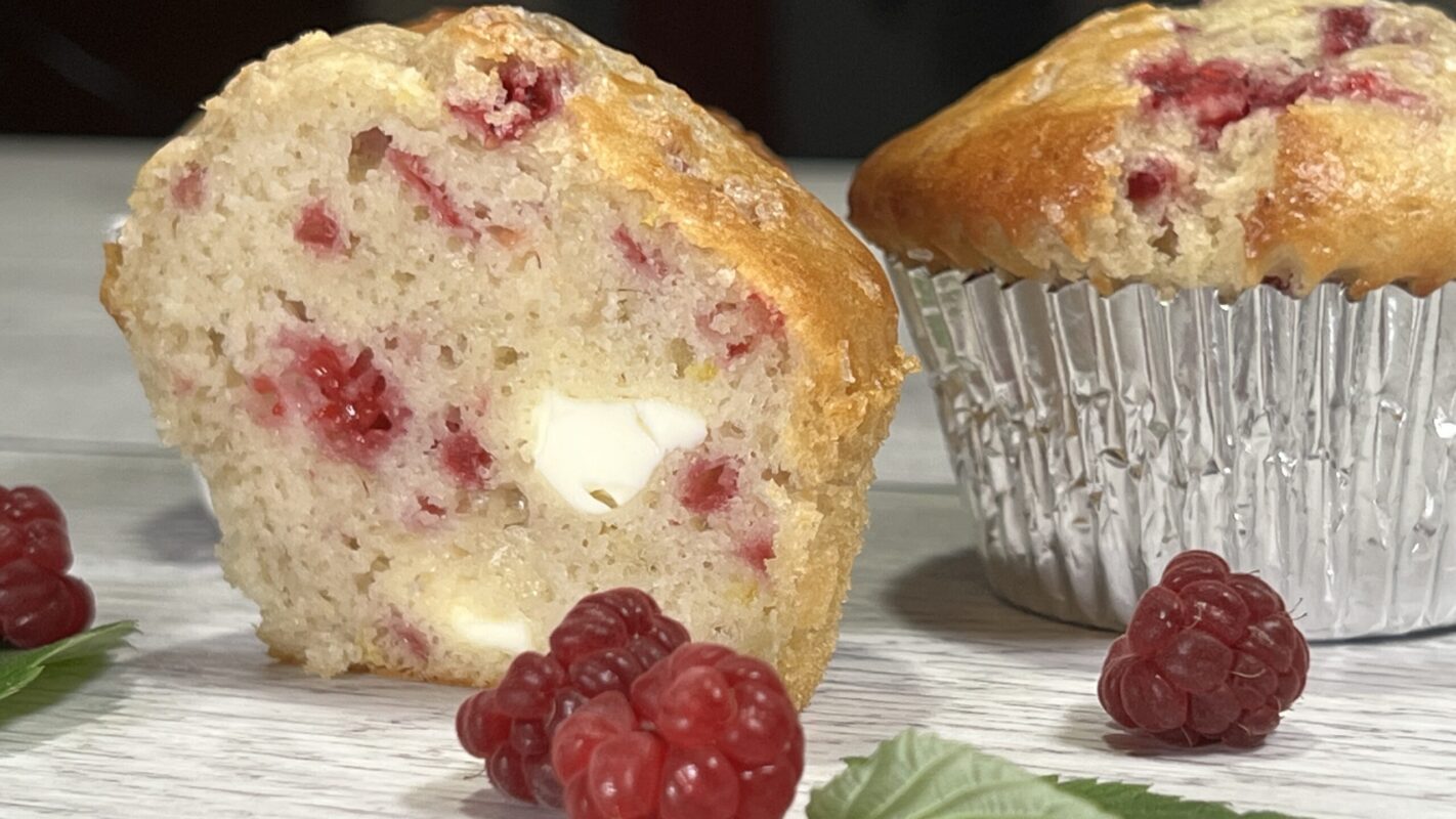 Fluffy and Moist Raspberry Lemon and Cream Cheese Muffins – From Scratch