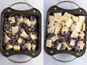 Blueberries Over the Bread Cubes