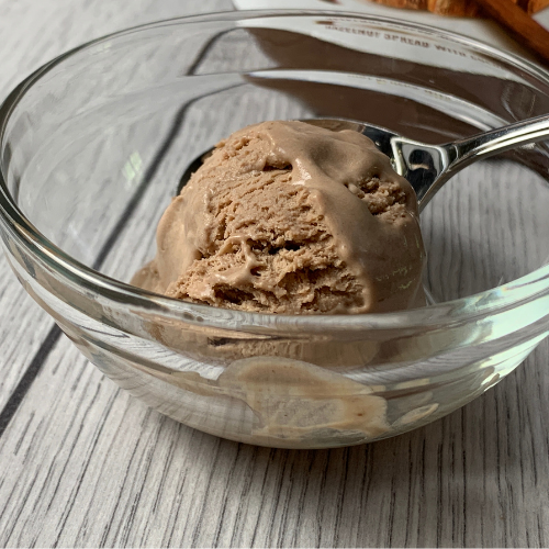 A spoon full of Nutella Ice Cream