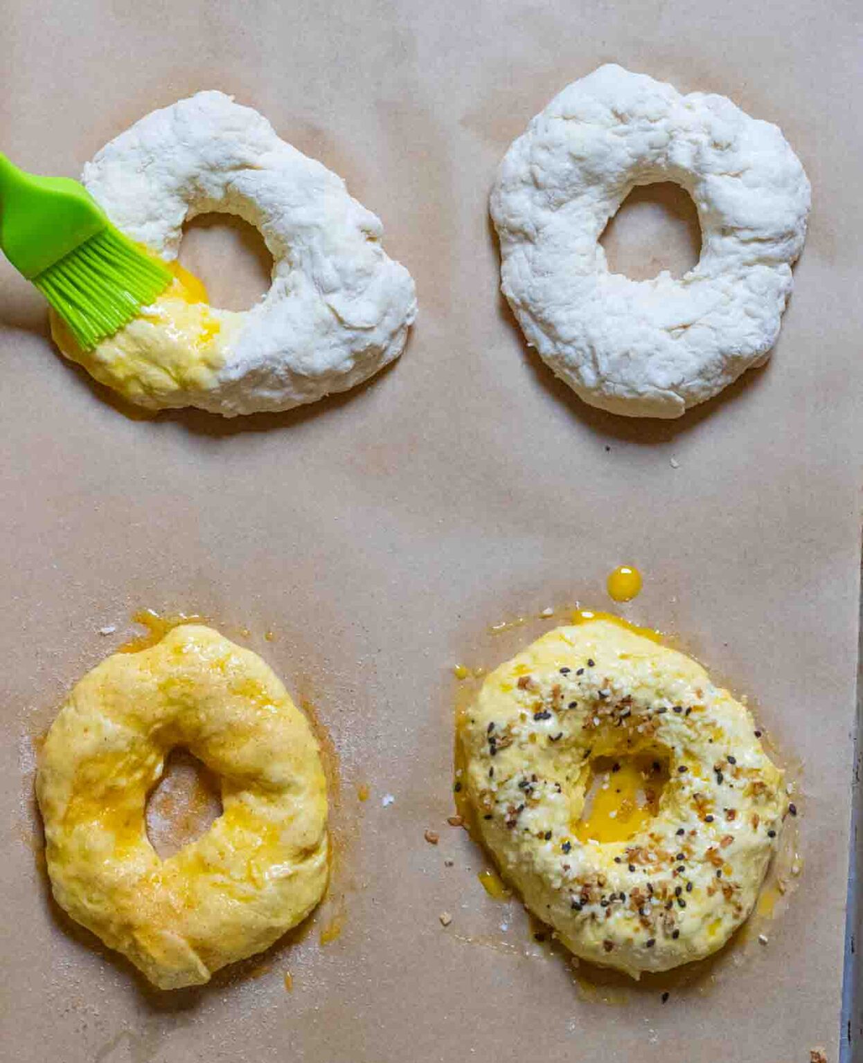 protein bagels are getting brushed with egg