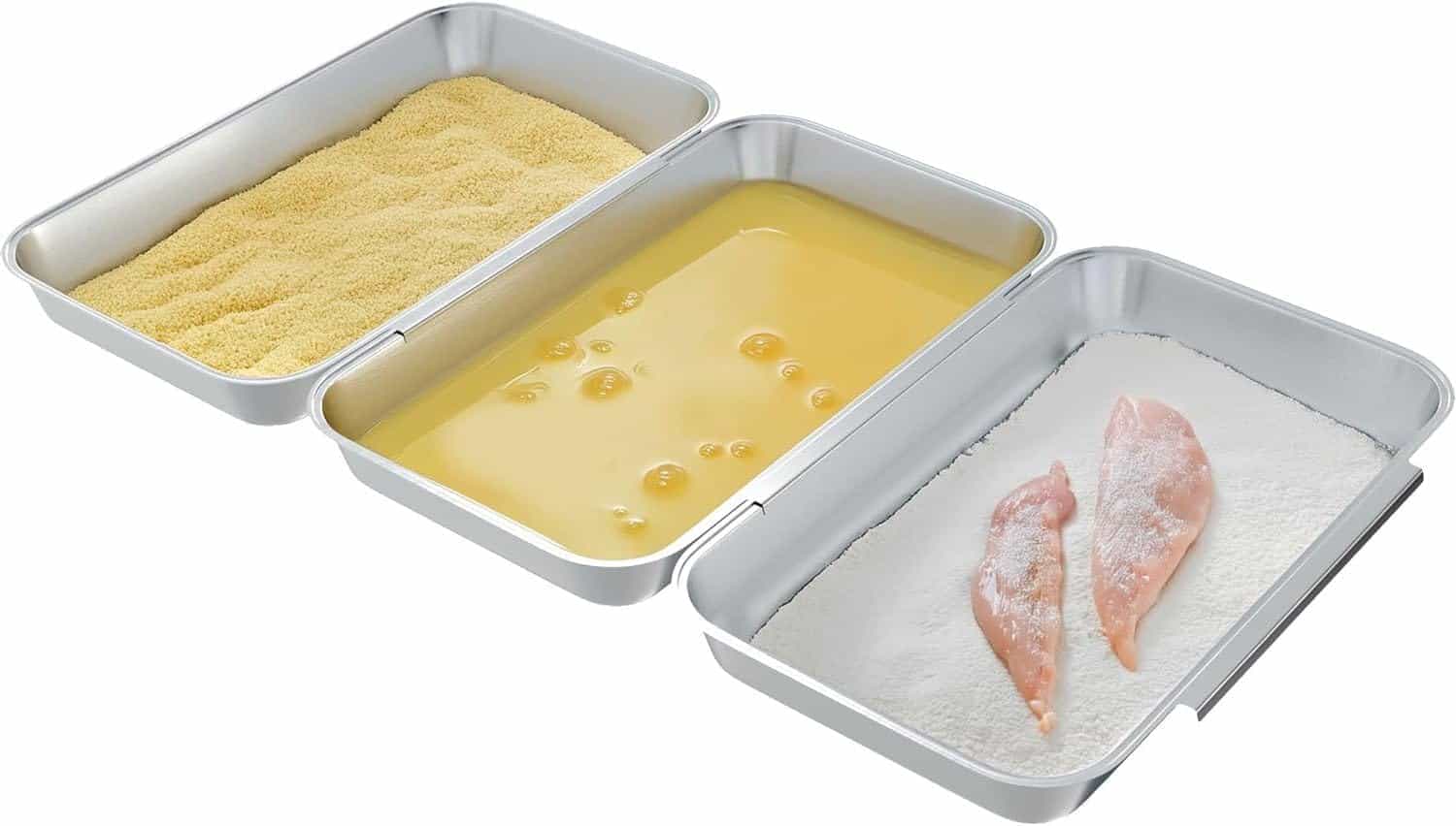 3 breading trays for breading and marinating meat