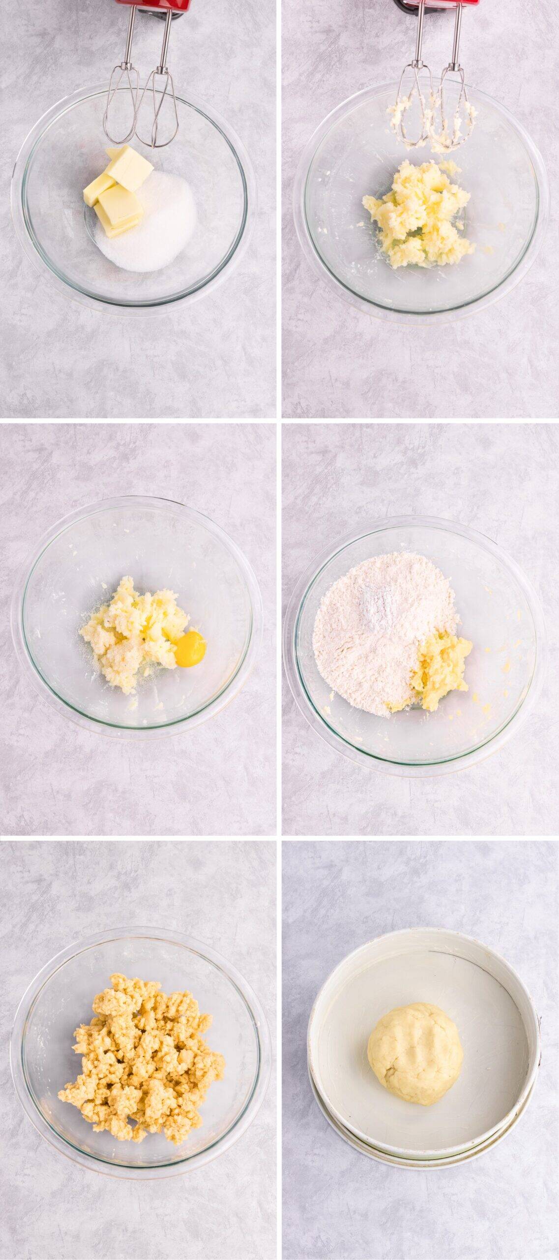rhubarb cake shortcrust instructions of 6 images.