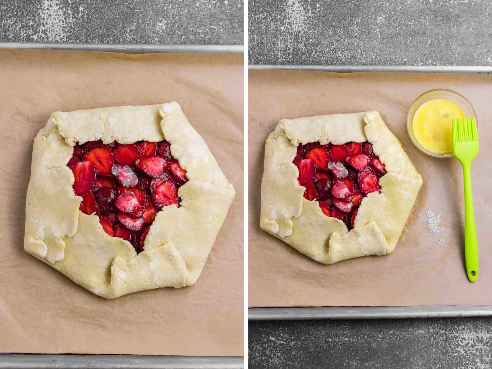 how to fold galette and brush with egg