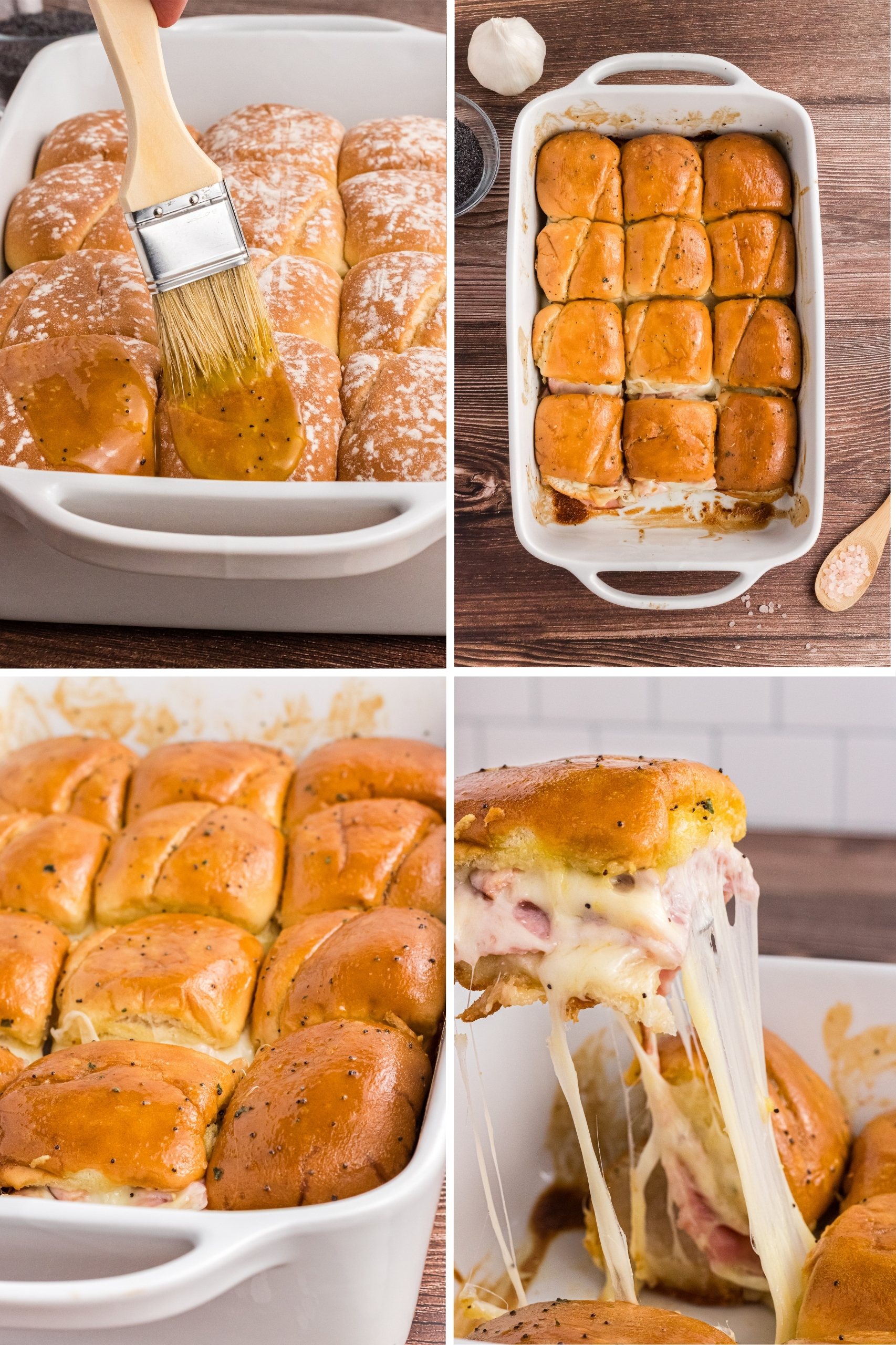 brush sauce on sliders and bake, also shows melty slider