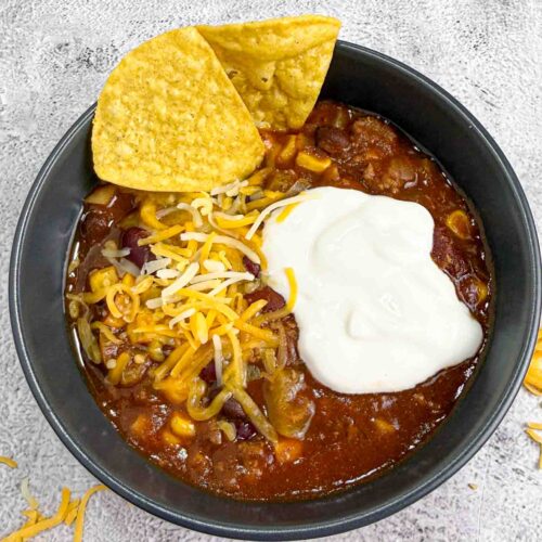Bowl of slow cooked chili