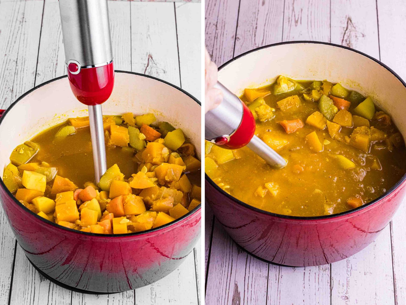 blend veggies with immersion blender for butternut squash  soup