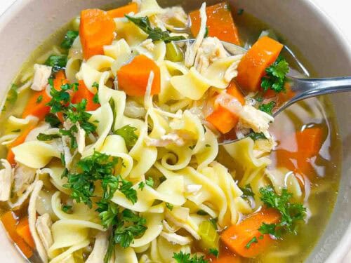 Bowl of Homemade Chicken Noodle Soup