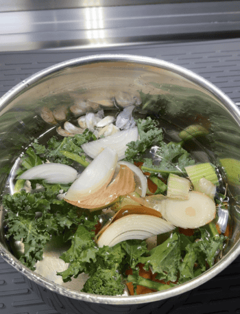 Ingredients in a pot for homemade Chicken Broth