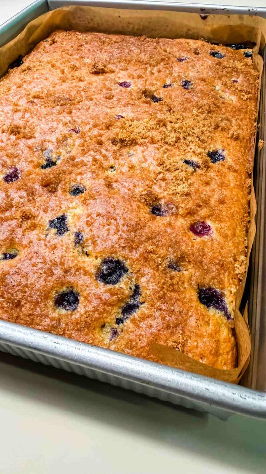 Baked Blueberry Cake in pan