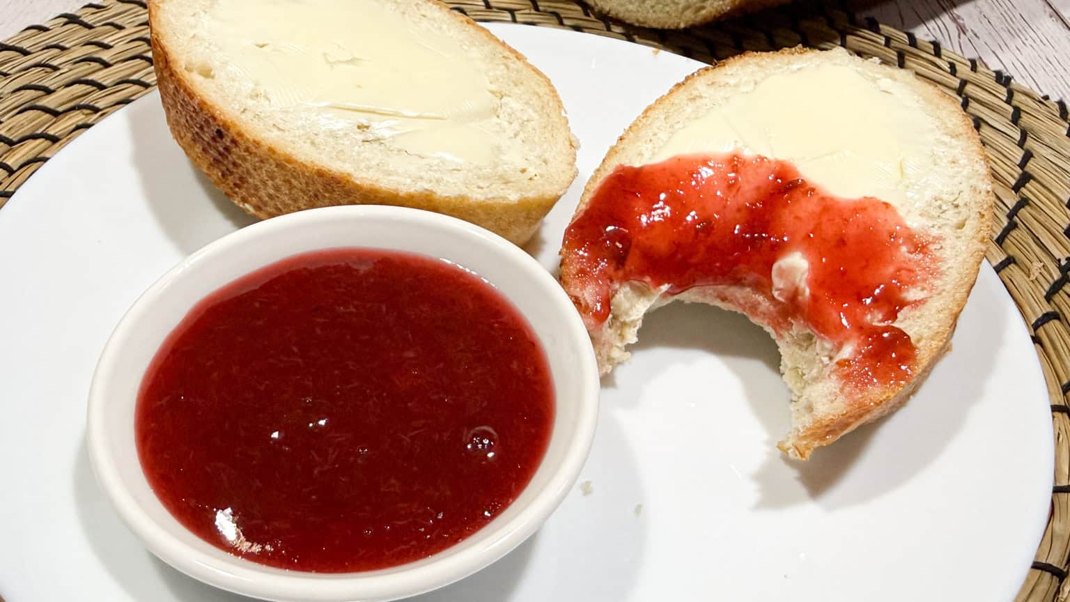 bread with butter and plum jam