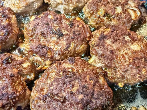 German Frikadellen hot off the stove