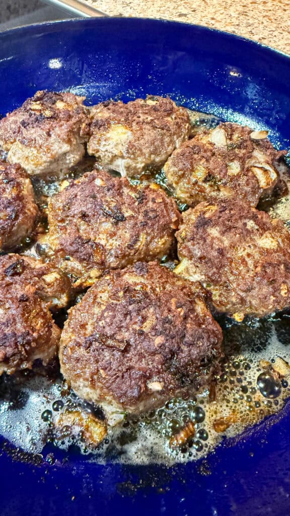 German Frikadellen hot off the stove