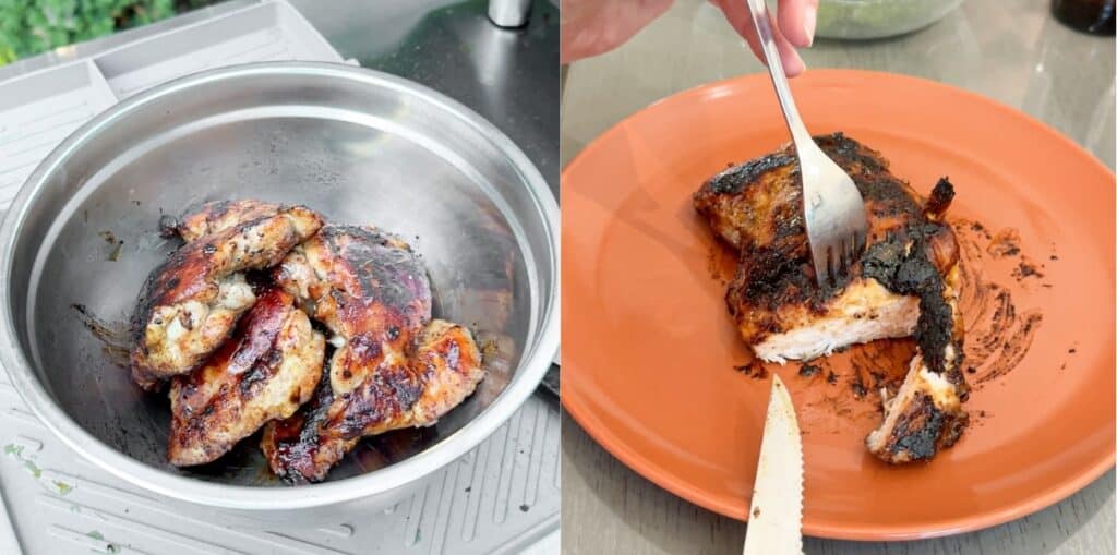 finished chicken teriyaki in bowl and on orange plate
