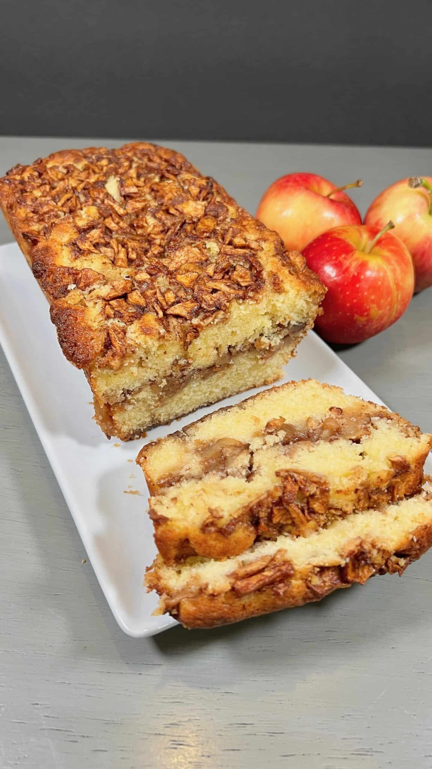 Apple Fritter Bread cut in slices