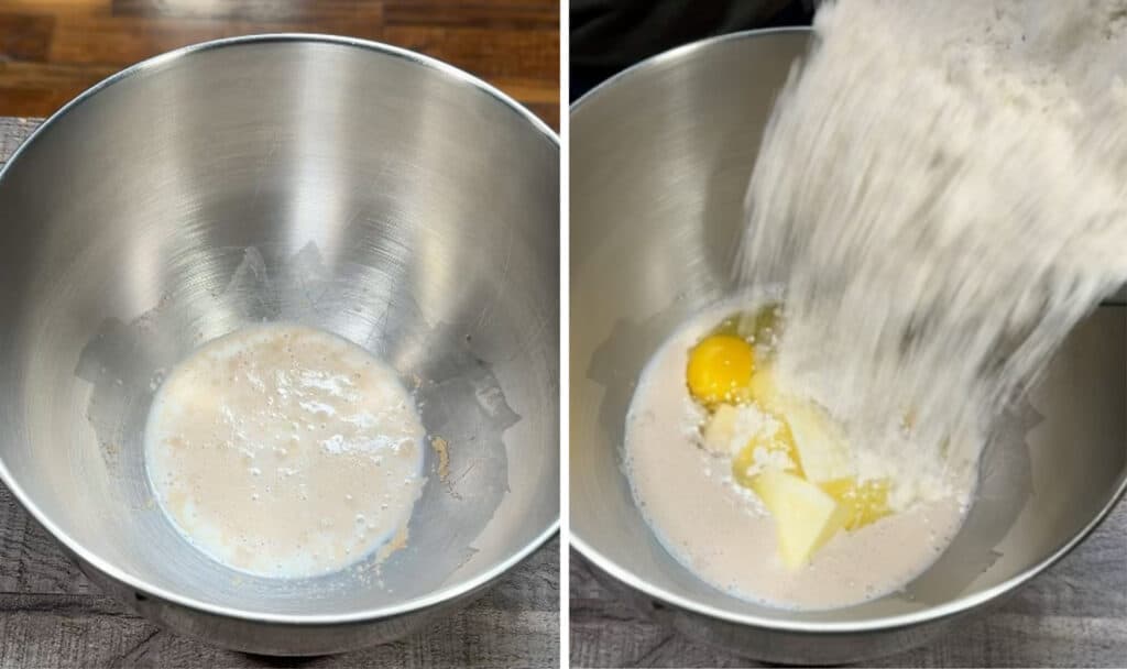 collage of before and after hydration of yeast